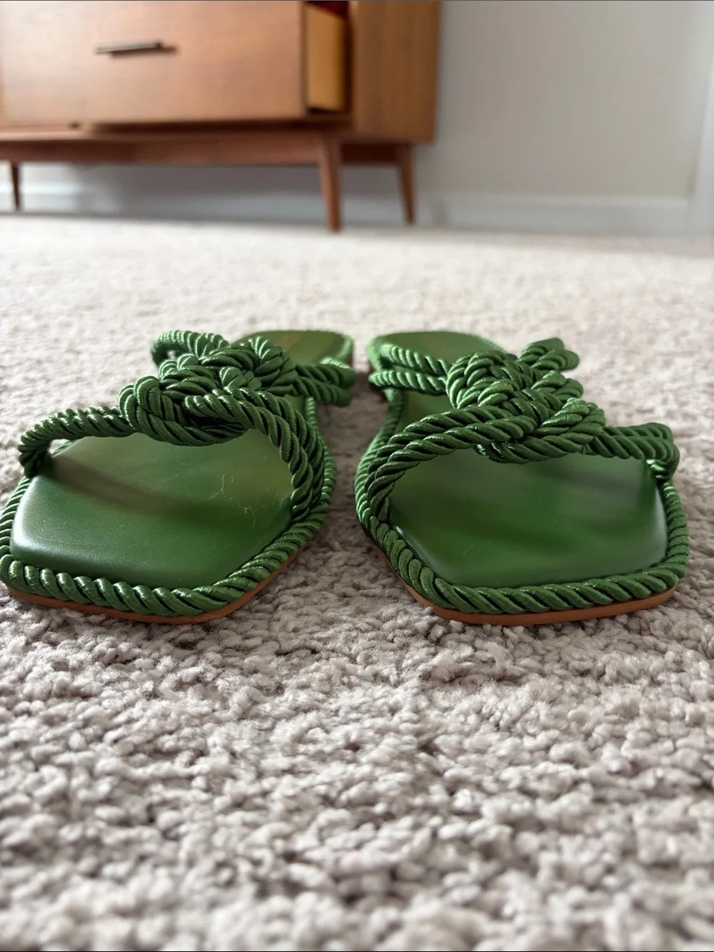 Chico's Green Twisted Rope Knot Slide Sandals